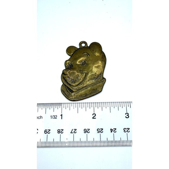 Vintage Disney Brass Winnie The Pooh Pendant Charm 2" Face - Picture 1 of 5